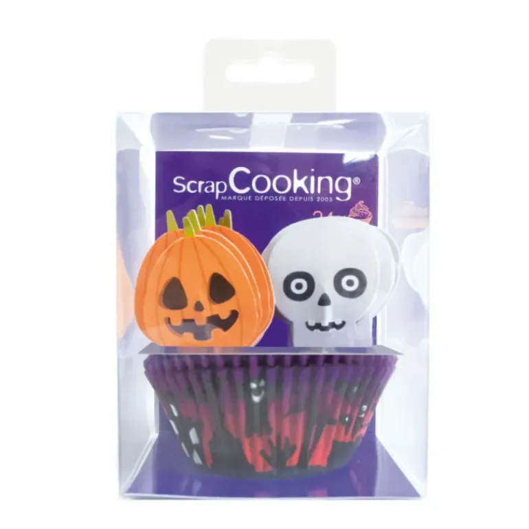 24 Caissettes Cupcake + 24 Cake Toppers Halloween Scrapcooking