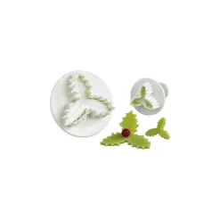 2 Emporte-Pièces Feuille de Houx triple à Poussoir
