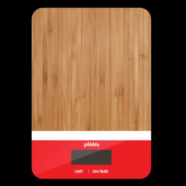 Balance de Cuisine Electronique Bambou Rectangle Rouge 23 x 16 cm Pebbly