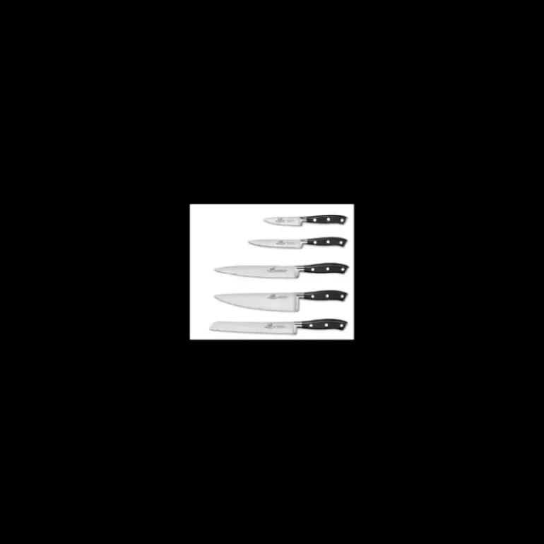 Bloc Couteau Noir Manille avec 5 Couteaux de Cuisine Ysis Sabatier