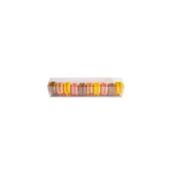 Boîte 9 Macarons Transparente Fond Or 24 cm