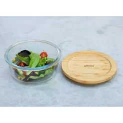Boîte de Conservation en Verre et Bambou Rond 620 ml Pebbly