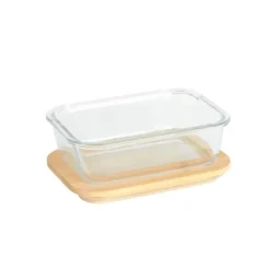 Boîte de Conservation en Verre et Bambou Rectangle 640 ml Pebbly