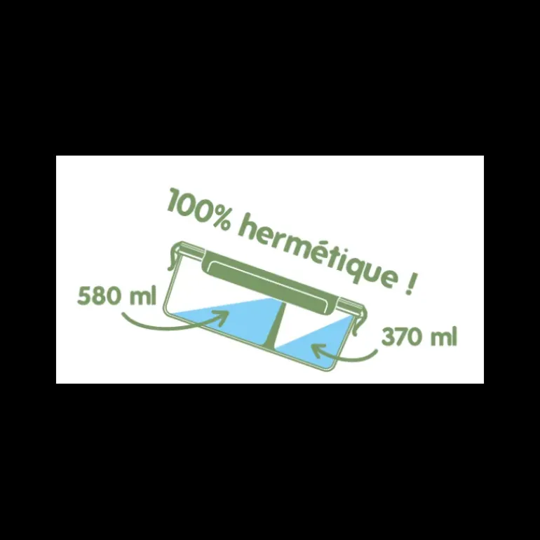 Boîte de Conservation en Verre avec Compartiments Rectangle 950 ml Pebbly