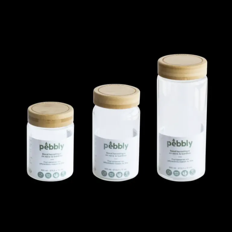 Boîte de Conservation en Verre et Bambou Rond 450 ml Pebbly