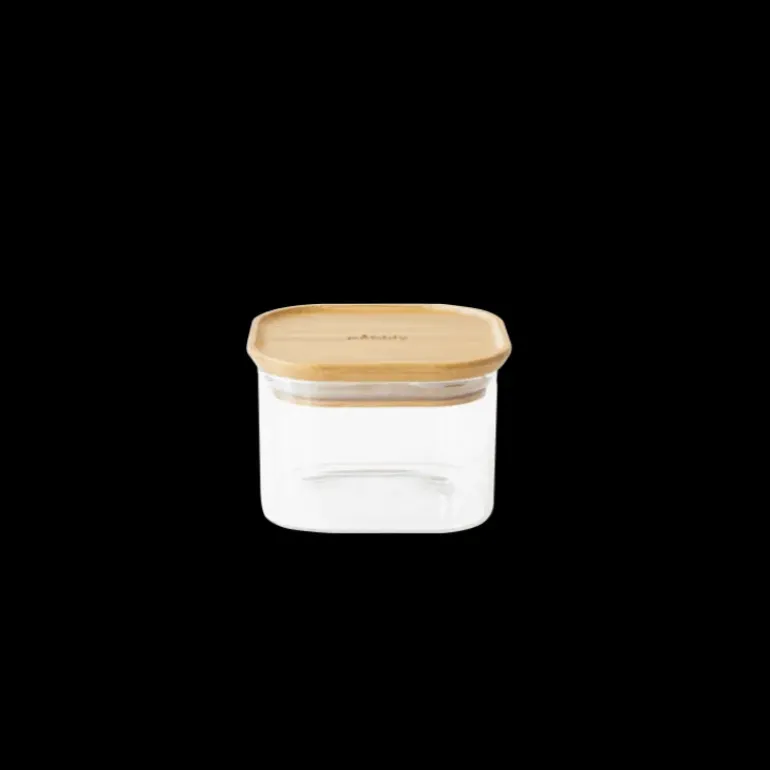Boîte de Conservation en Verre et Bambou Carrée 500 ml Pebbly