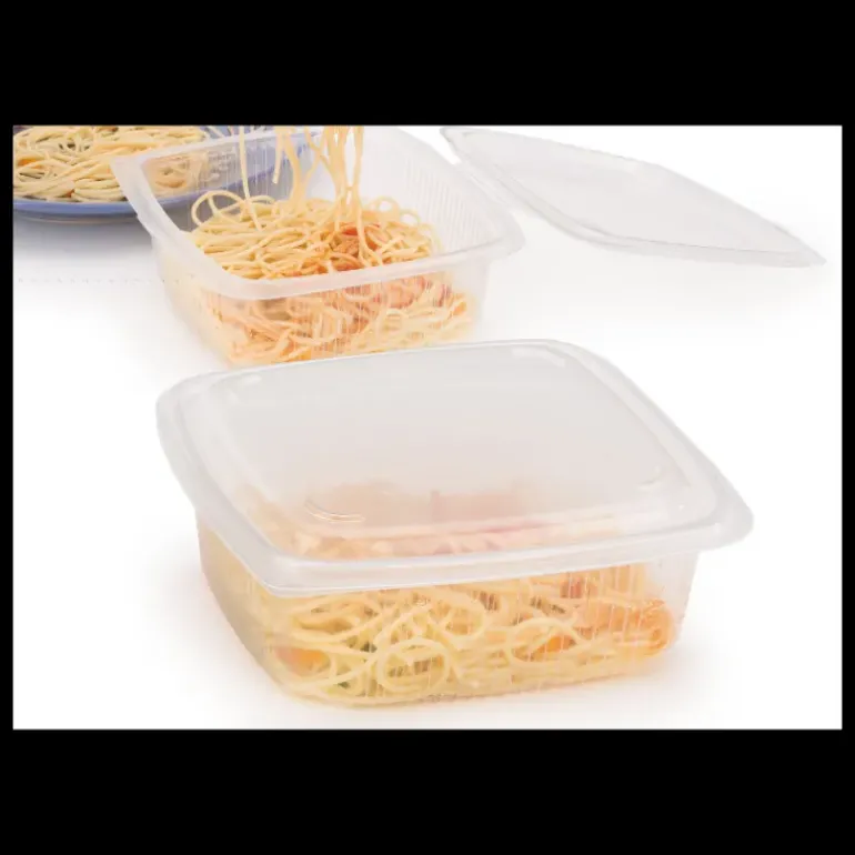 Boîte Plastique avec Couvercle 375 ml 12,3 x 11,4 cm x H 6,6 cm (x50) Ondipack