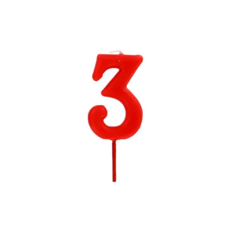 Bougie Chiffre 3 Rouge Gatodéco