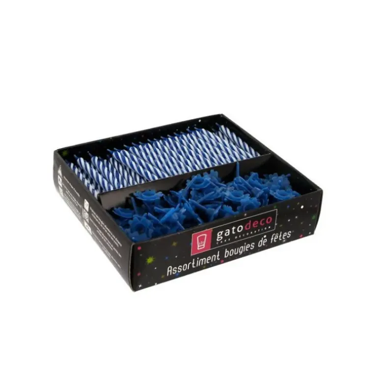 Bougies Bleues avec Supports (x125) Gatodéco