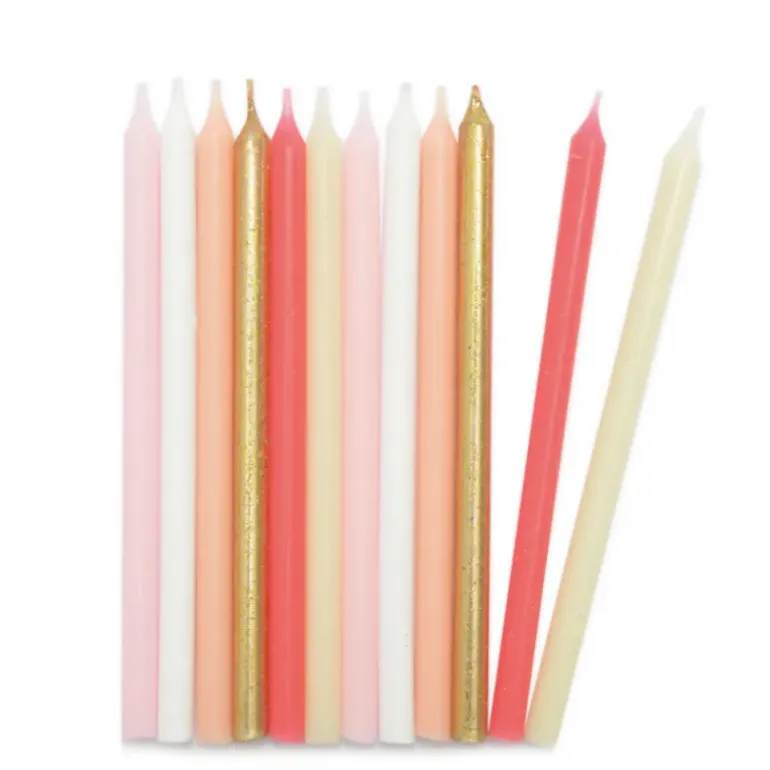 Bougies Longues Rose et Or 12 cm (x12) Scrapcooking