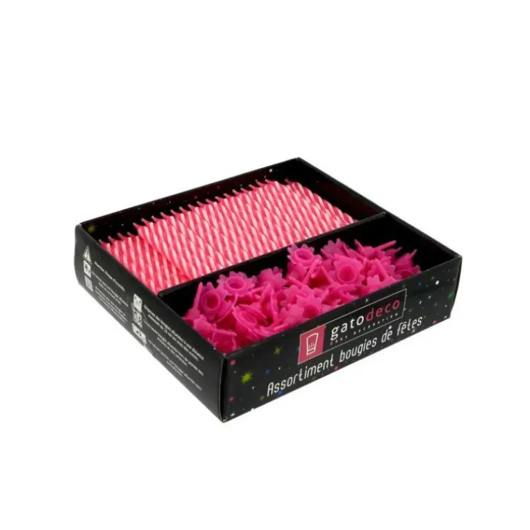 Bougies Roses avec Supports (x125) Gatodéco
