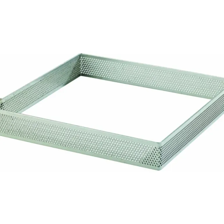 Cadre à Tarte Carré Inox Perforé 8.5 cm H.2 cm