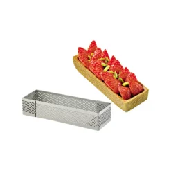 Cadre à Tarte Rectangle Inox Perforé 10x4 cm H.2 cm