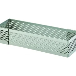 Cadre à Tarte Rectangle Inox Perforé 10x4 cm H.2 cm