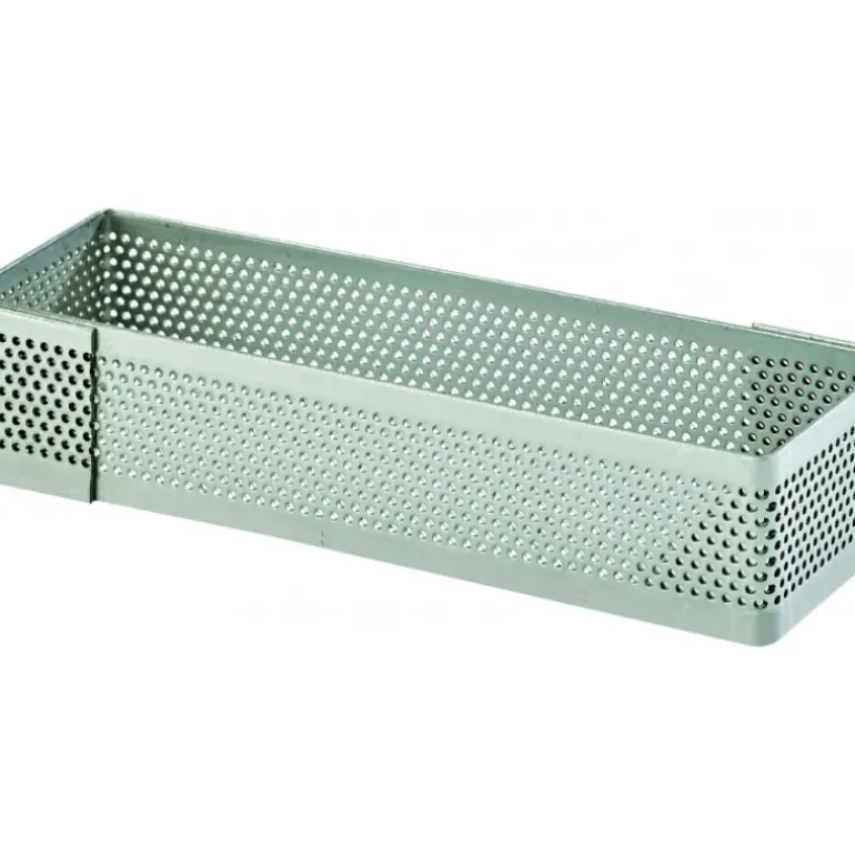 Cadre à Tarte Rectangle Inox Perforé 11x3.5 cm H.2 cm