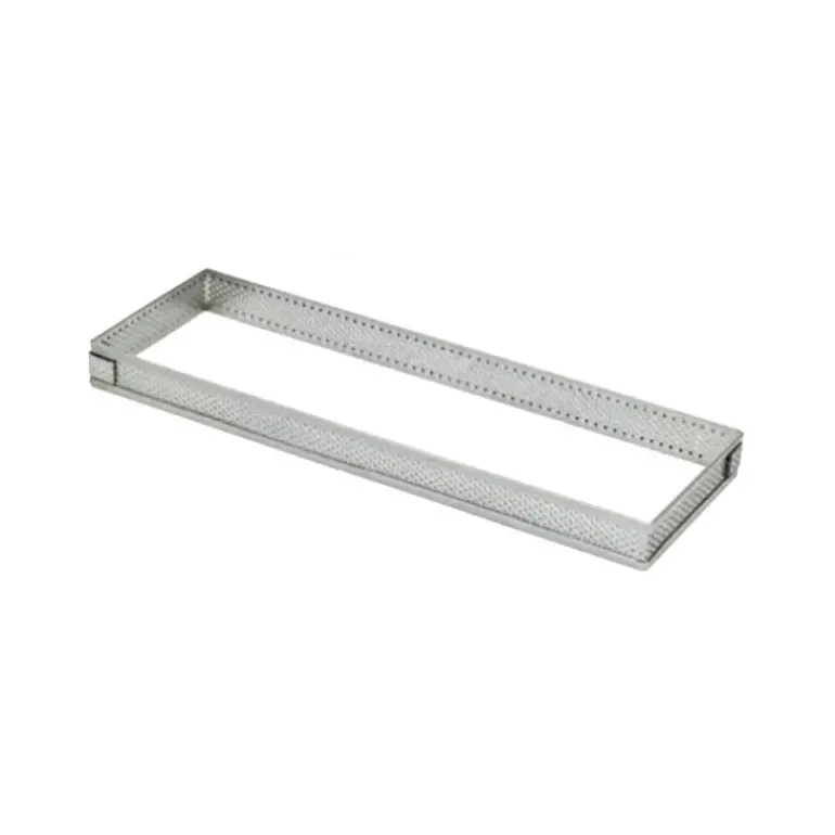 Cadre à Tarte Rectangle Inox Perforé 24x8 cm H.2 cm