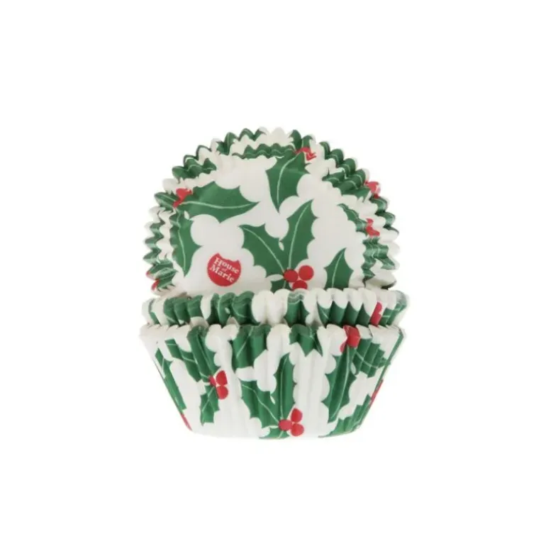 Caissette Cupcake Houx de Noël House of Marie (x50)