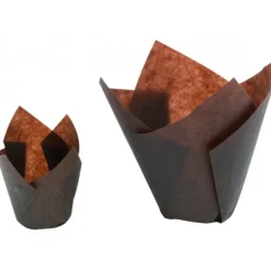 Caissettes (x200) en Papier Tulipcup Brun Ø 5 cm H 9,5 cm