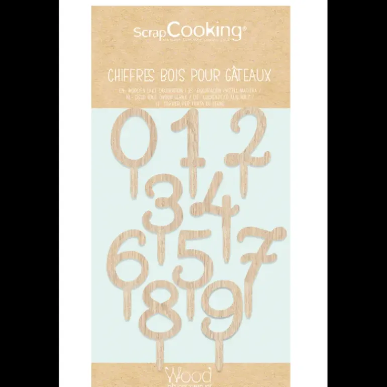 Cake Topper Bois Chiffres 0 à 9 Scrapcooking