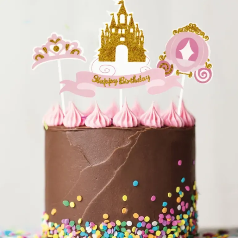 Cake Topper Happy Birthday Princesse (x4) Patisdécor