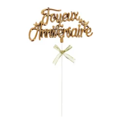 Cake Topper Joyeux Anniversaire Doré Patisdécor