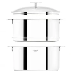 Casserole et Cuit Vapeur Inox Ø 20 cm Anses Mutine Noir Biome Cristel