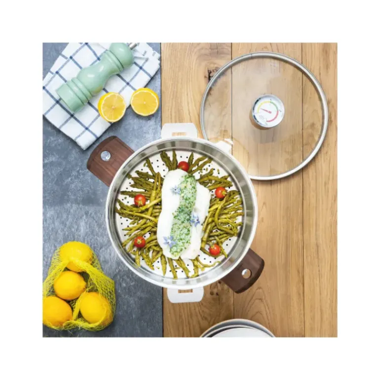Casserole et Cuit Vapeur Inox Ø 20 cm Anses Noyer Biome Cristel