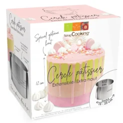 Cercle à Pâtisserie Extensible Inox H 12 cm Scrapcooking