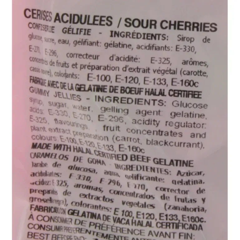 Cerises Acidulées x 385 - Bonbons Halal