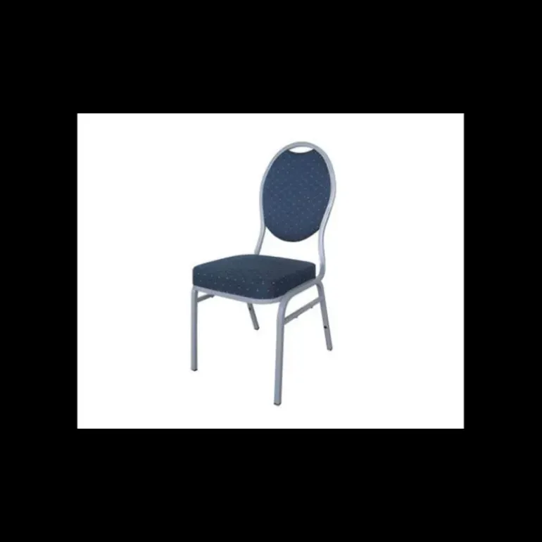 Chaise Empilable Argentée avec Assise Bleue Matignon Lyrose