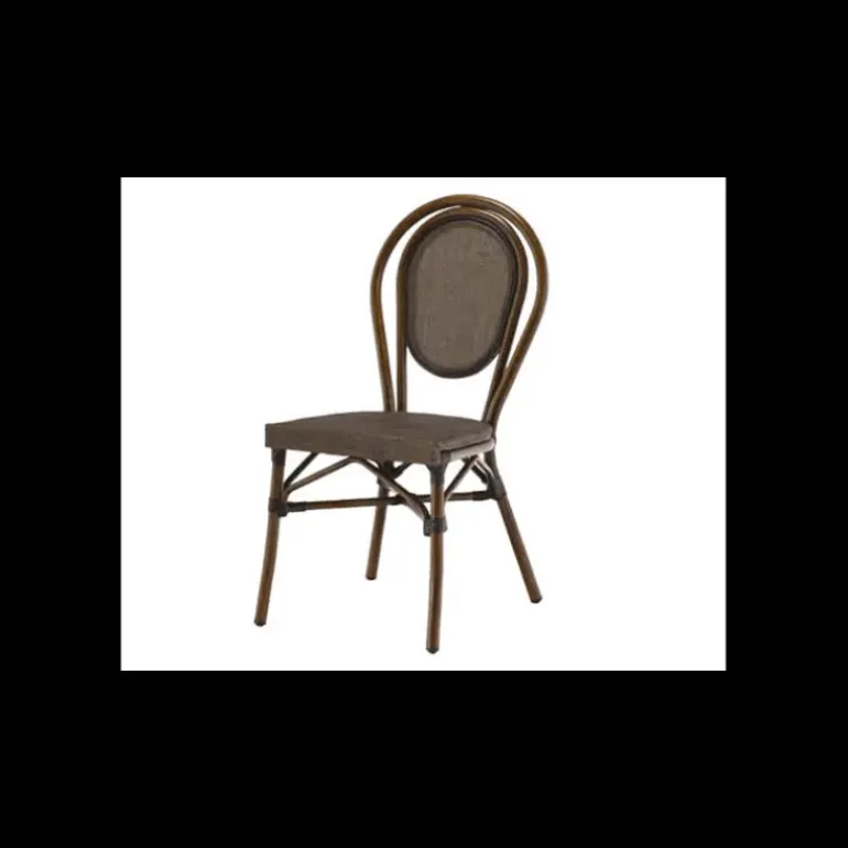Chaise Imitation Rotin Moka et Bois Lyrose