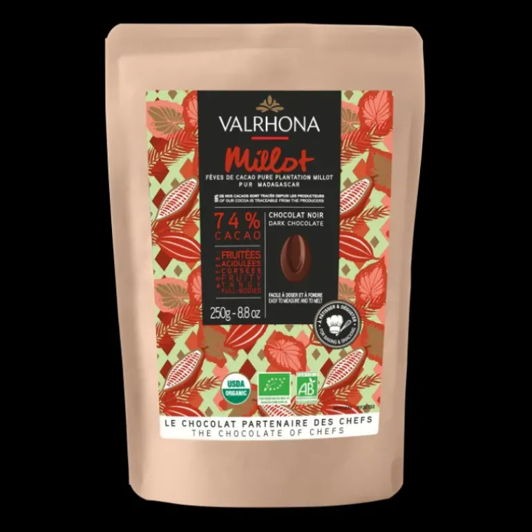 Chocolat de Couverture Noir Millot 74% Bio 250g Valrhona