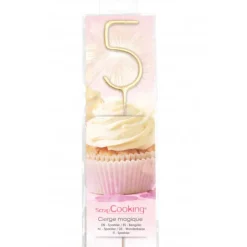 Cierge Magique Or 17,5 cm Chiffre 5 Scrapcooking