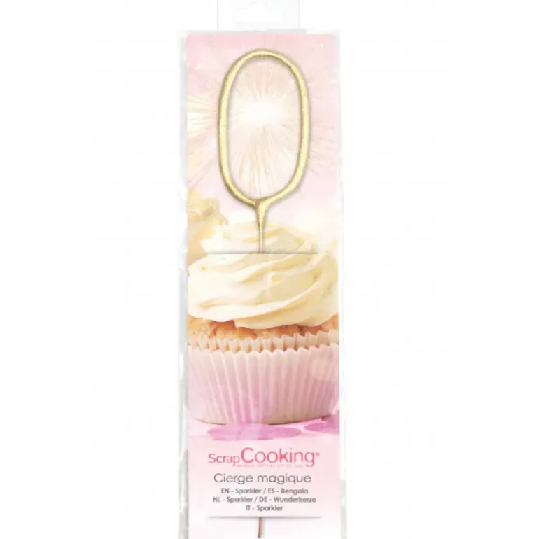 Cierge Magique Or 17,5 cm Chiffre 0 Scrapcooking