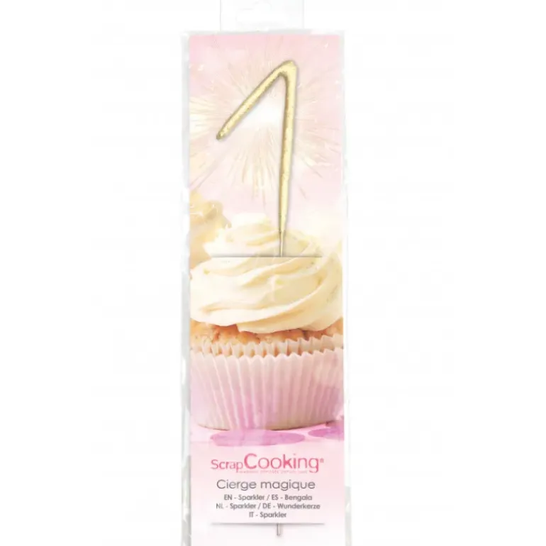 Cierge Magique Or 17,5 cm Chiffre 1 Scrapcooking
