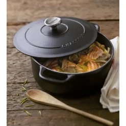 Cocotte en Fonte Ronde 32 cm Noir Mat Chasseur