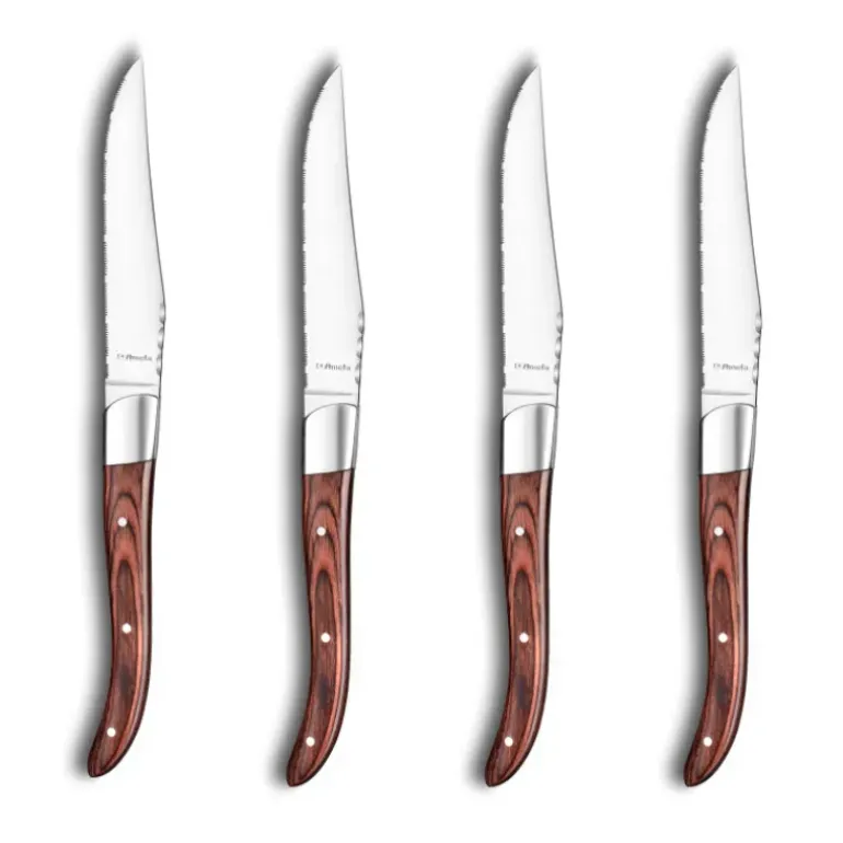 Coffret 4 Couteaux Steak Royal Steak Bois 22,5 cm Amefa