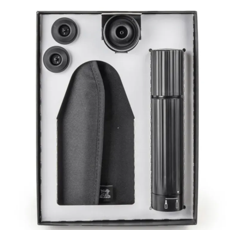 Coffret Pompe à Vin et Champagne Double Manuelle ABS + Rafraichisseur Frizz Noir Peugeot