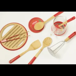 Cuillère de Cuisine Ajourée Bambou 30 cm Rouge Pebbly
