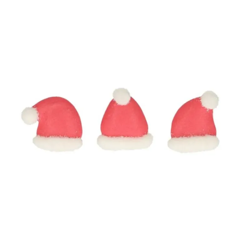 Décor en Sucre Bonnet de Père Noël (x8) Funcakes