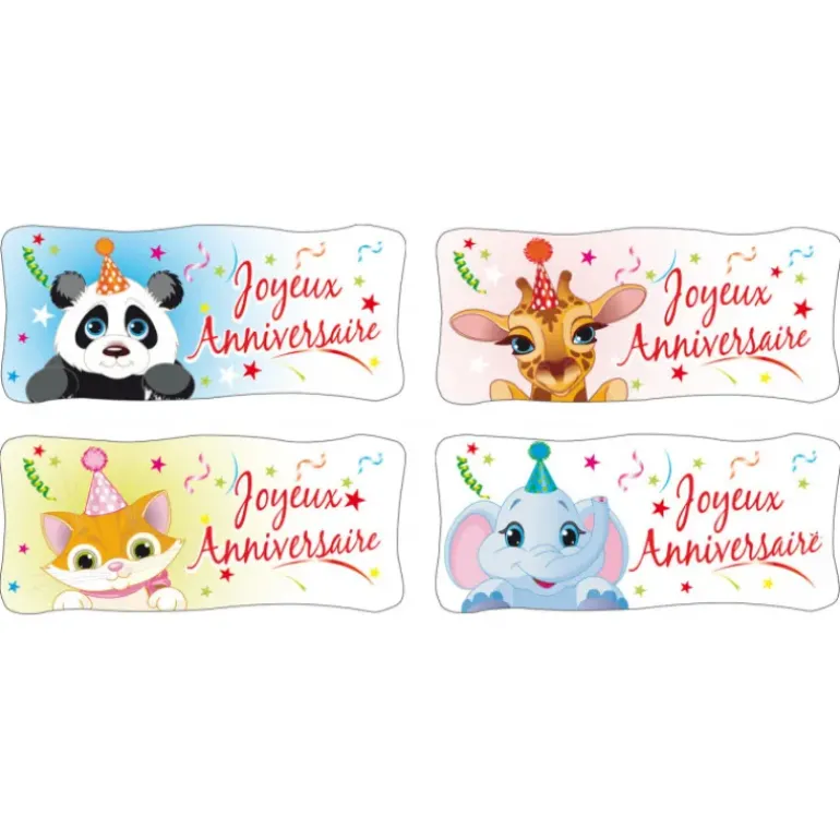 Décoration en Azyme Joyeux Anniversaire Animaux x 24 Florensuc