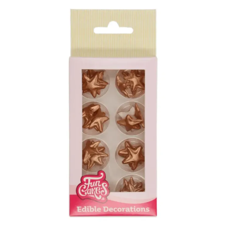 Décoration Gâteau Etoiles Bronze en Pâte à Sucre Funcakes (x24)