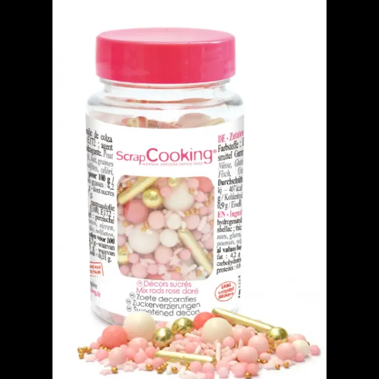 Décors en Sucre Mélange Rods Rose Doré 70 g Scrapcooking