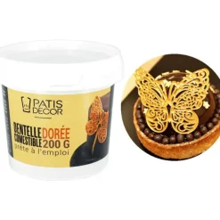 Dentelle comestible dorée 200 g Patisdécor