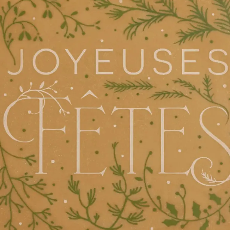 Embout de Bûche Chocolat Blond Joyeuses Fêtes 80 x 80 mm (x42) Florensuc