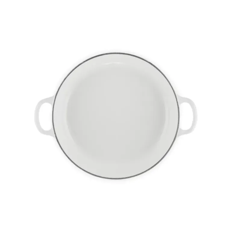 Faitout Fonte Émaillée Pétales Blanc avec Bouton Doré 26 cm Le Creuset
