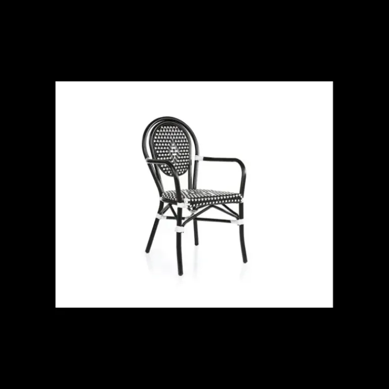 Fauteuil Tressé Bamboo Noir et Blanc Lyrose