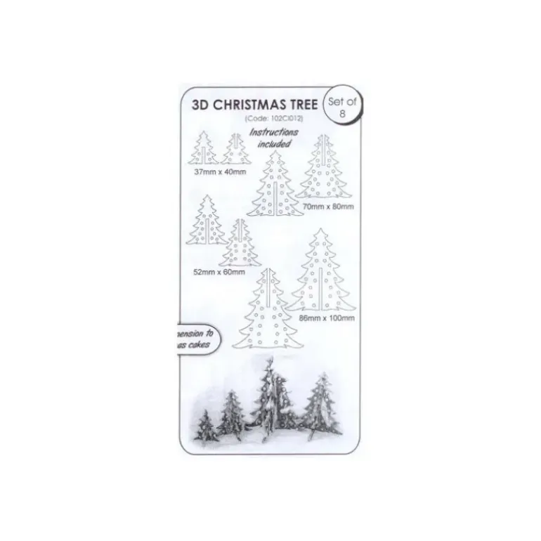 FIN DE SERIE Set Emporte-Pièces Plastique Sapin de Noël 3D (x8) JEM