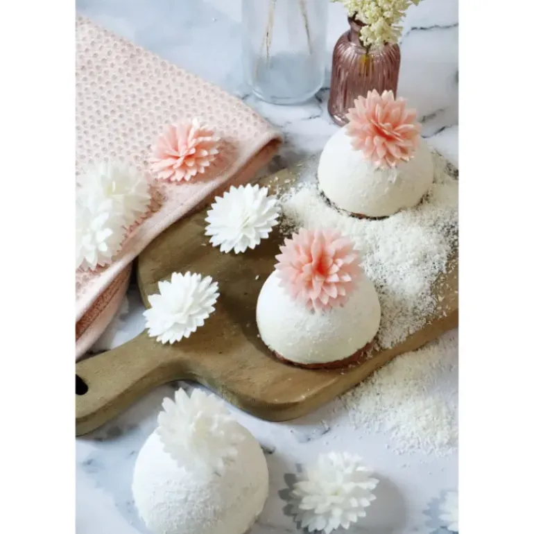 Fleurs Azyme Dahlias Blancs et Roses (x5) Scrapcooking