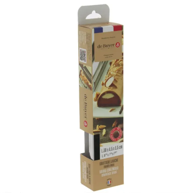 Gouttière à Bûche Ronde Fine Démontable Inox 30.4 x 4.4 x 4 cm De Buyer